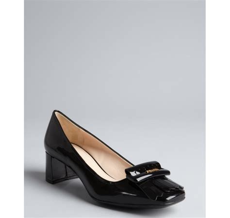 black stacked leather whicker prada heel|Prada shoes with heels.